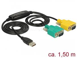 DELOCK Adapter, USB 2.0 A-típusú > 2 db soros DB9 RS-232 DL63466 small