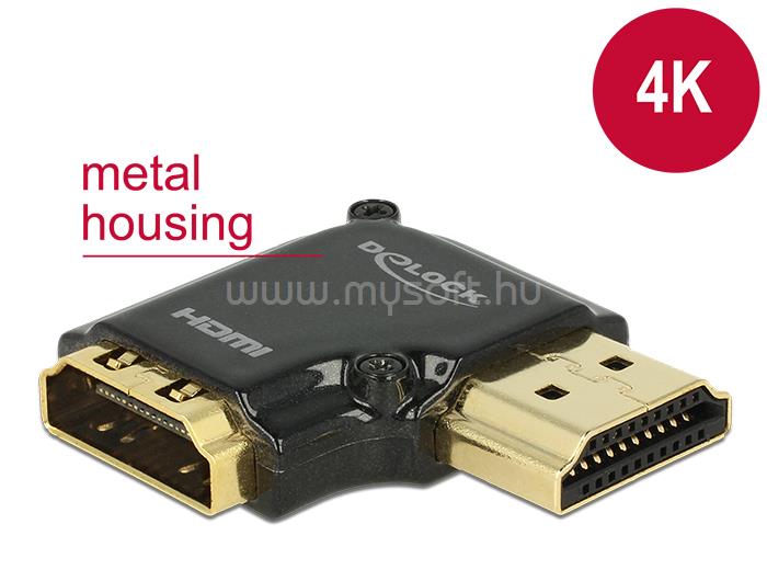 DELOCK adapter Gyors-sebességű HDMI Ethernettel - HDMI-A anya > HDMI-A apa 4K 90 fokos jobbra fekete