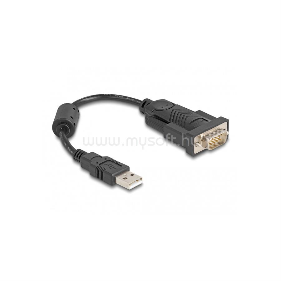 DELOCK Adapter USB 2.0 A-típusú - 1 x soros RS-232 D-Sub 9 tűs apa ferrit maggal 0,25 m