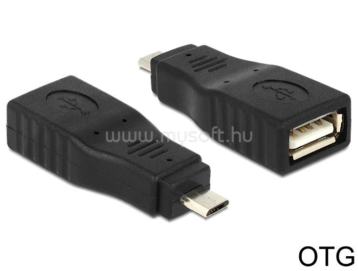 DELOCK adapter USB Micro B apa > USB 2.0 anya, OTG, teljesen fedett