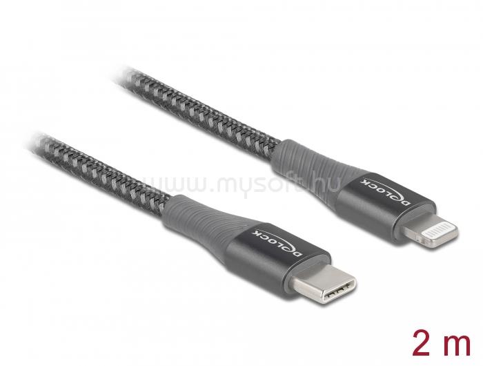 DELOCK Adat- és töltőkábel USB Type-C  - Lightning  iPhone , iPad  és iPod  készülékhez szürke 2 m M