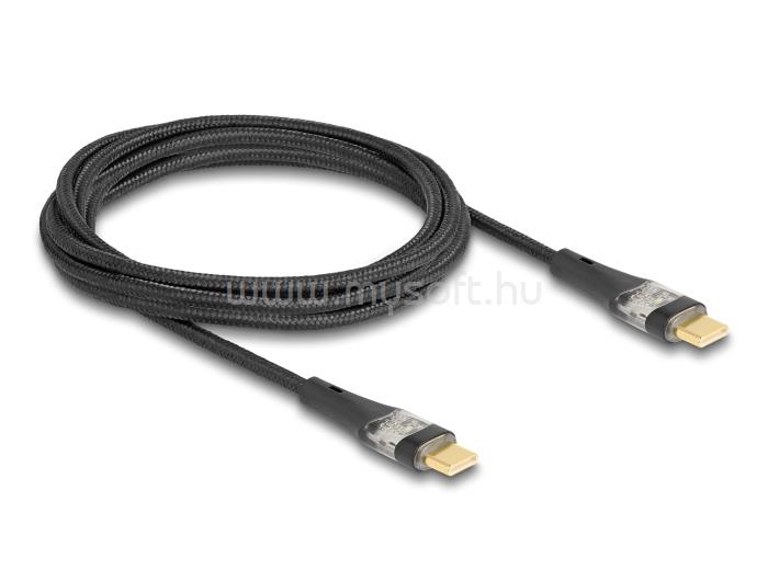 DELOCK Adat és gyors töltő kábel USB 2.0 USB Type-C apa-aoa átlátszó PD 3.0 100 W 2 m