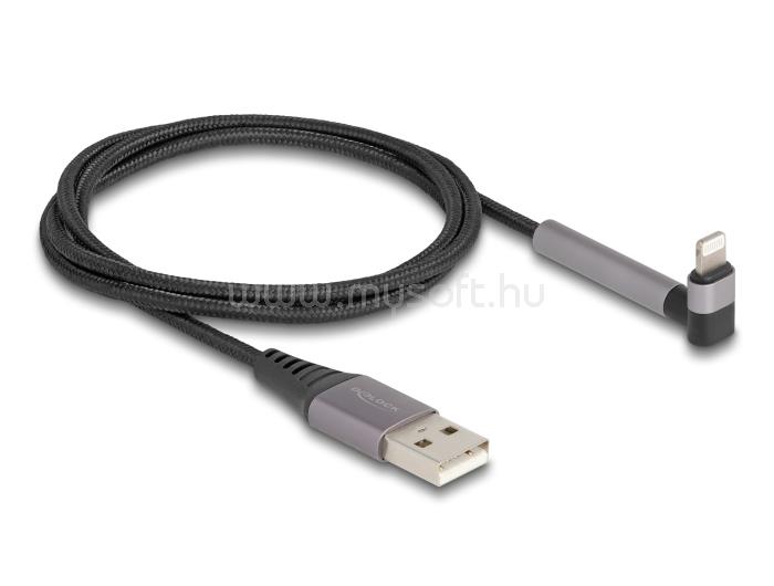 DELOCK Adat és töltő kábel A-típusú USB - Lightning  iPhone , iPad , iPod  eszközökhöz hajlított álló funkcióval, fekete és 1,5 m hosszú, Mfi