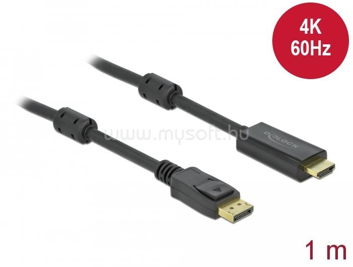 DELOCK Aktív DisplayPort 1.2 - HDMI kábel 4K 60 Hz 1 méter hosszú