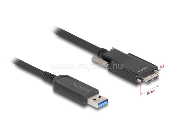 DELOCK Aktív optikai kábel USB 10 Gbps-A apa > USB 10 Gbps Micro-B Típusú dugó csavarokkal ellátott 15 m