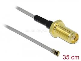 DELOCK Antenna kábel SMA anya válaszfali csatlakozóval apa MHF  4 -dugó 0.81 35 cm menethossz 10 mm DL90398 small