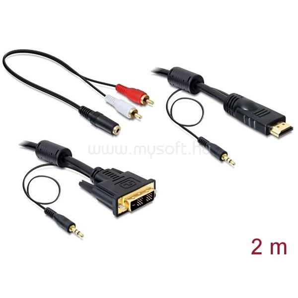 DELOCK Átalakító Kábel - 84455 (DVI-D(18+1) -> HDMI, apa/apa, hanggal, 2m)