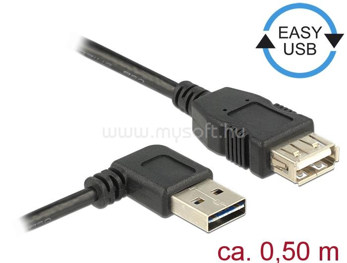 DELOCK Bővítő kábel EASY-USB 2.0-s A- típusú csatlakozódugó, ívelt bal / jobb > USB 2.0 A