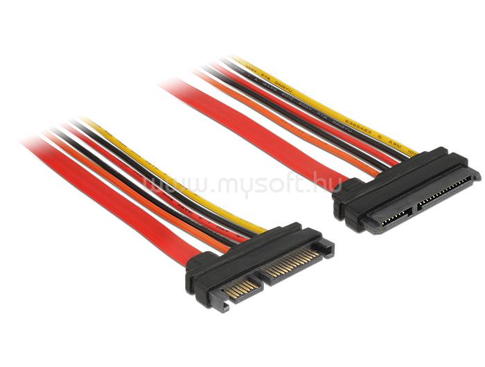 DELOCK bővítőkábel SATA, 6 Gb/s, 22 tűs csatlakozó > SATA 22 tűs aljzat (3,3 V + 5 V + 12 V), 50 cm