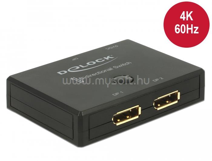DELOCK Displayport 2 - 1 kapcsoló kétirányú 4K 60 Hz