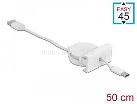 DELOCK Easy 45 modul USB 2.0 behúzhatós kábel A-típusú USB - USB Type-C  csatlakozókkal (fehér) DL81318 small