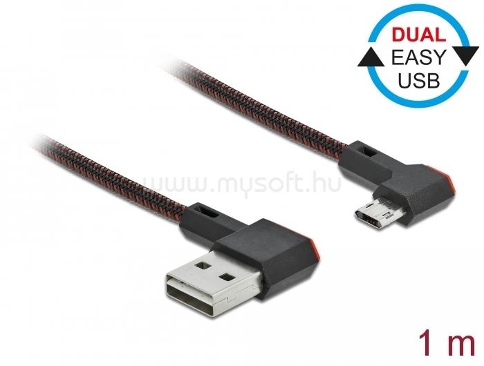 DELOCK EASY-USB 2.0 kábel A-típusú csatlakozódugó - EASY-USB Micro-B típusú csatlakozódugó, ívelt ba