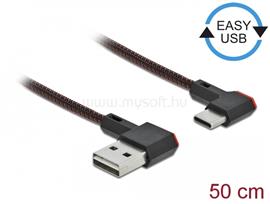 DELOCK EASY-USB 2.0 kábel A-típusú csatlakozódugó - USB Type-C  csatlakozódugó, ívelt bal / jobb, 0, DL85280 small