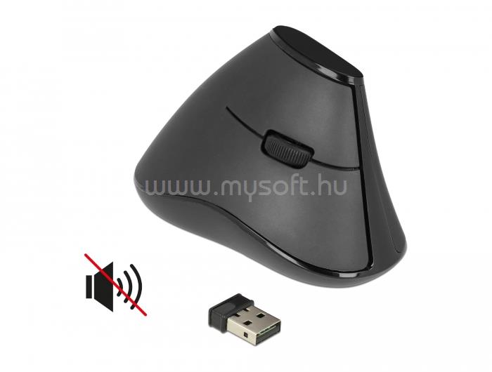 DELOCK Ergonomikus kialakítású, függőleges optikai, ötgombos egér, 2,4 GHz-es, vezeték nélküli - Ném