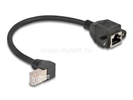 DELOCK Hálózat bővítő kábel S/FTP RJ45 apa 90  hajlított - RJ45 beépített anya Cat.6A 0,25 m (fekete) DL80309 small
