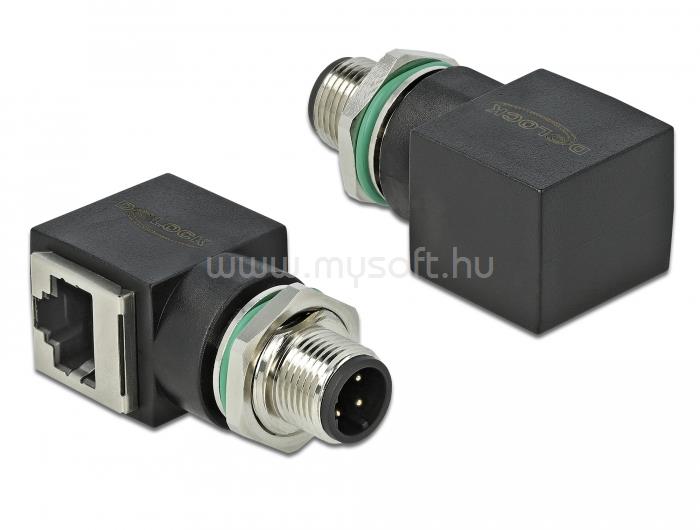 DELOCK Hálózati adapter M12 4 tűs D-kódolt adugó - RJ45 anya