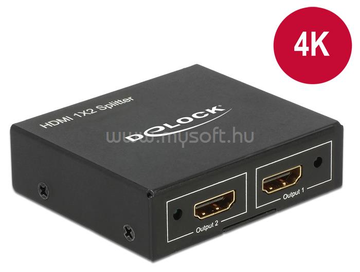 DELOCK HDMI-elosztó, 1 x HDMI-bemenet > 2 x HDMI-kimenet, 4K