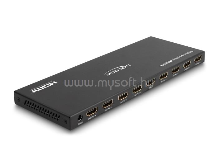 DELOCK HDMI elosztó 1 x HDMI megoszlik 8 x HDMI-vé, 4K 60 Hz kimenettel és downscalerrel