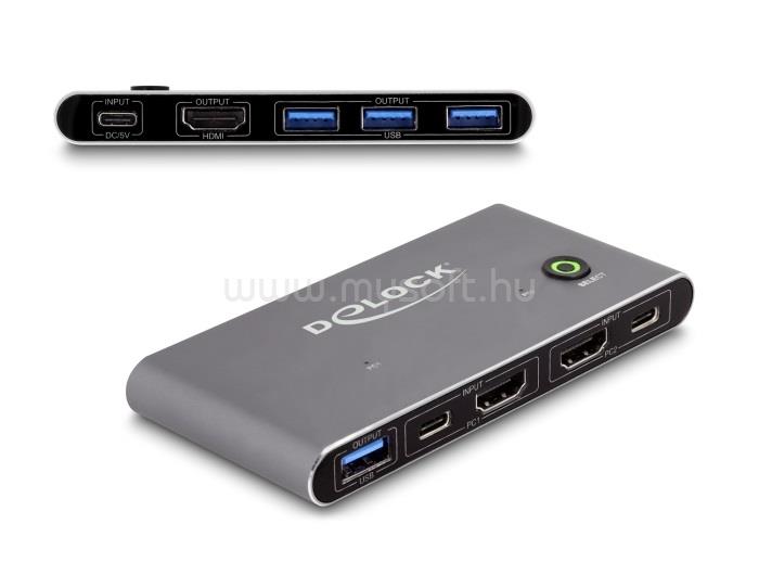 DELOCK HDMI KVM 8K 60 Hz kapcsoló USB 5 Gbps
