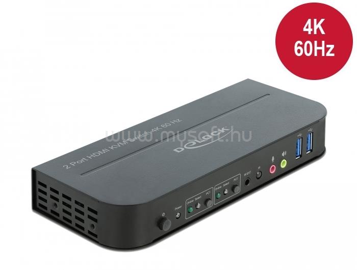 DELOCK HDMI KVM switch 4K 60 Hz USB 3.0-vel és audióval