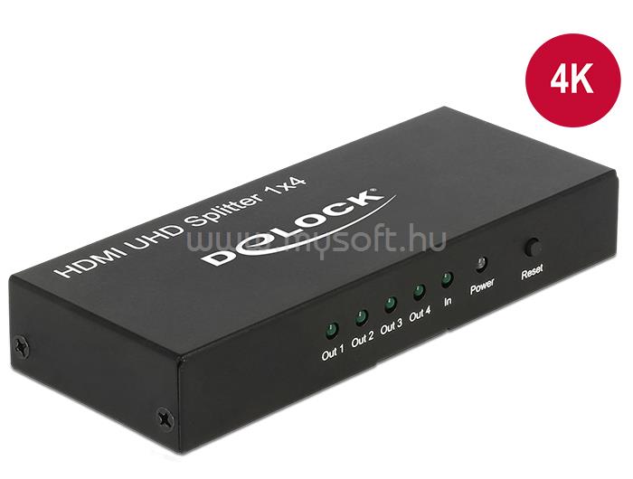 DELOCK HDMI UHD-es elosztó 1 x HDMI-bemenet > 4 x HDMI-kimenet 4K