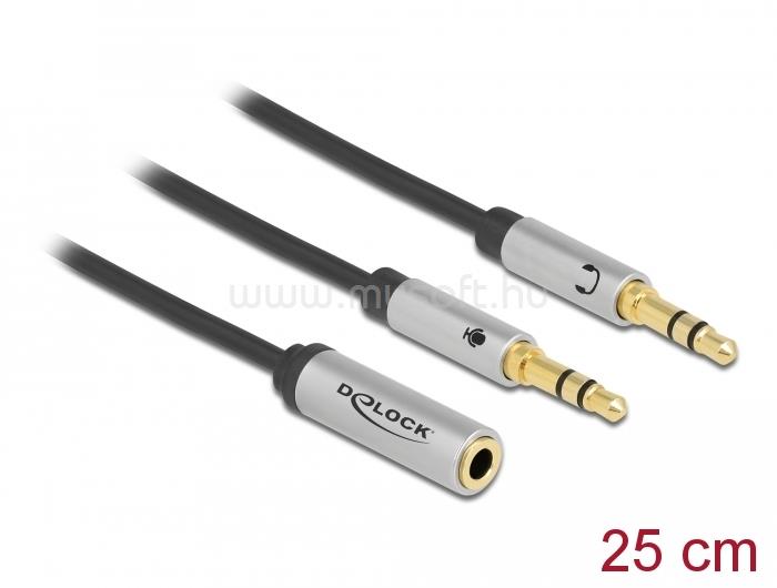 DELOCK Headset adapter 1 x 3,5 mm-es 4-tűs anya sztereo jack - 2 x 3,5 mm-es, 3-tűs apa sztereo jack