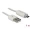 DELOCK Kábel - 83604 (USB-A 2.0 -> USB Micro-B, apa/apa, adat és töltőkábel LED visszajelzéssel, Fehér, 1m) DL83604 small