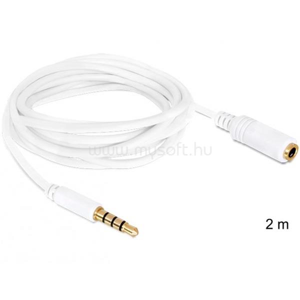 DELOCK Kábel - 84482 (3,5 mm Jack Hosszabbító kábel, apa/anya, iPhone 4 pin, fehér, 2m)