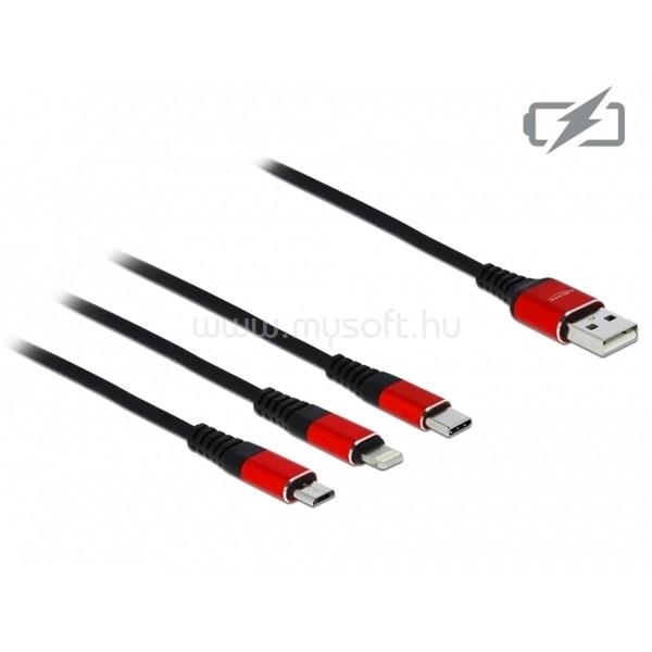 DELOCK Kábel - 85891 (USB2.0 - microUSB, Lightning, USB Type-C töltő kábel készlet, fekete, 30cm)