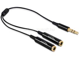 DELOCK kábel, audio sztereo jack apa, 3.5 mm > 2 x sztereo jack anya, 25 cm, fekete DL65356 small
