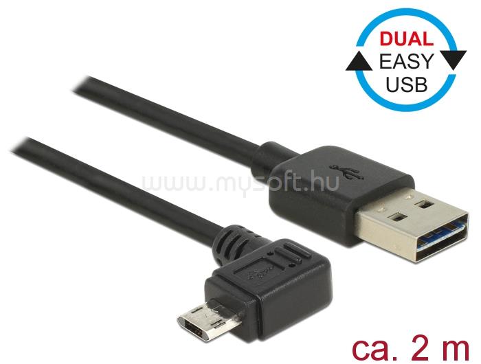DELOCK Kábel, EASY-USB 2.0-s A-típusú csatlakozódugó > EASY-USB 2.0-s Micro-B típusú csatlakozódugó,