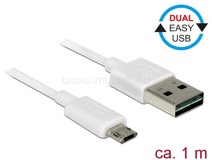 DELOCK Kábel, EASY-USB 2.0-s A-típusú csatlakozódugó > EASY-USB 2.0-s Micro-B típusú csatlakozódugó,