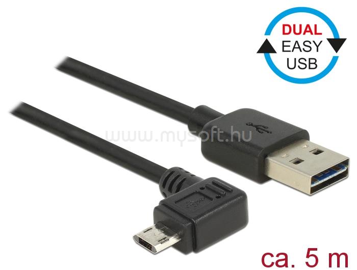 DELOCK Kábel, EASY-USB 2.0-s A-típusú csatlakozódugó > EASY-USB 2.0-s Micro-B típusú csatlakozódugó,