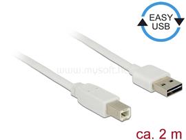 DELOCK Kábel, EASY-USB 2.0-s A-típusú csatlakozódugó > USB 2.0-s B-típusú csatlakozódugó, 2 m (fehér) DL83687 small