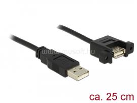 DELOCK Kábel, USB 2.0-s A típusú bementi csatlakozós > USB 2.0-s A-típusú csatlakozóhüvely, panelrög DL85462 small