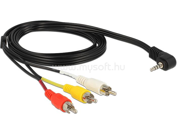 DELOCK kábel 3.5mm sztereó 4 pol. 90  dugó > 3x RCA dugó csatlakozókkal, 1.5m