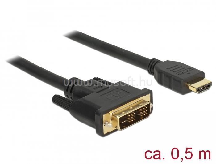 DELOCK Kábel DVI 18+1 csatlakozódugóval > HDMI-A csatlakozódugóval, 0,5 m, fekete