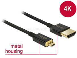 DELOCK kábel High Speed HDMI Ethernet - HDMI-A apa > HDMI Micro-D apa 3D 4K 2 m Slim Prémium DL84783 small