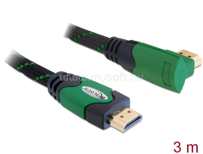DELOCK Kábel High Speed HDMI típusú Ethernet   HDMI A dugós > HDMI A dugós derékszögű 4K 3 m