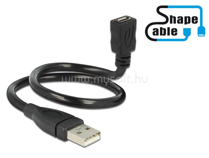 DELOCK kábel USB 2.0 Type-A apa > USB 2.0 Micro-B anya ShapeCable 0,35 m