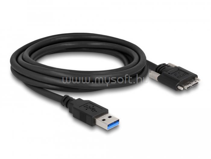 DELOCK Kábel USB 3.0 A-Típusú dugó - Micro-B Típusú dugó csavarokkal ellátott 1 m