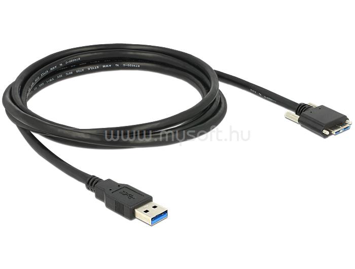 DELOCK Kábel USB 3.0 A típusú dugó > USB 3.0 Micro-B típusú dugó csavarokkal ellátott 2 m
