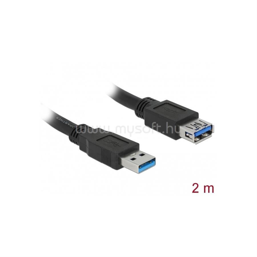 DELOCK kábel USB 3.0 Type-A male / female hosszabbító 2m fekete