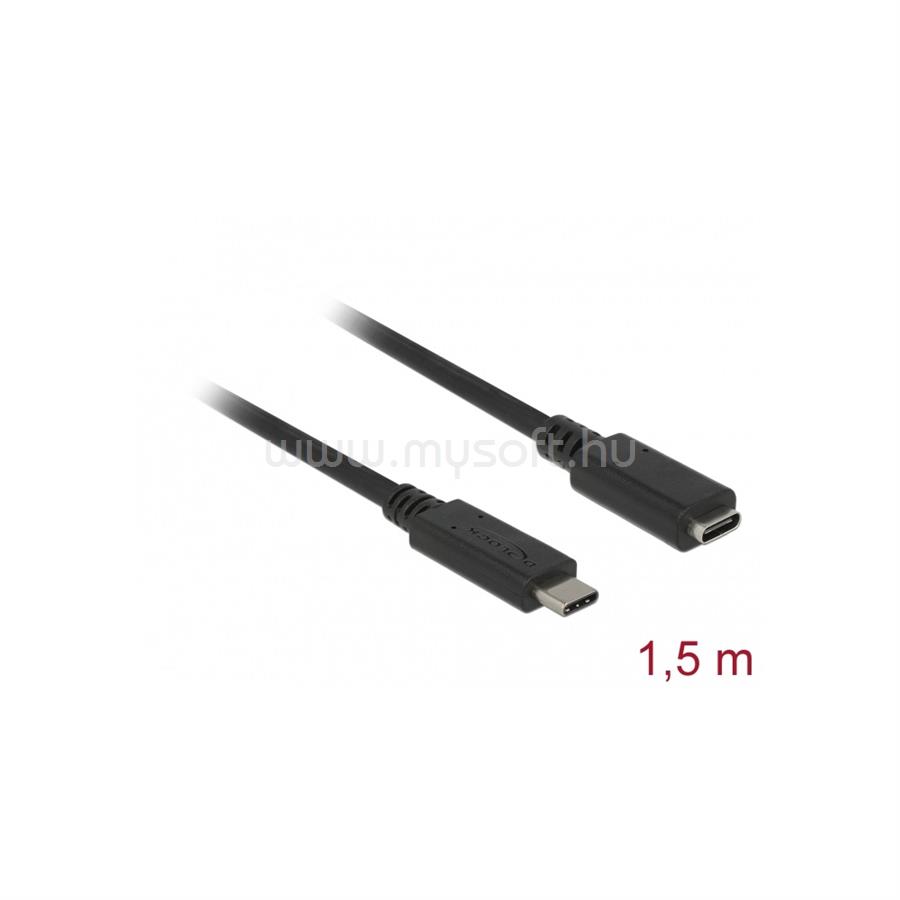 DELOCK kábel USB 3.1 Gen 2 Type-C male / female hosszabbító 1.5m 4K PD 60W