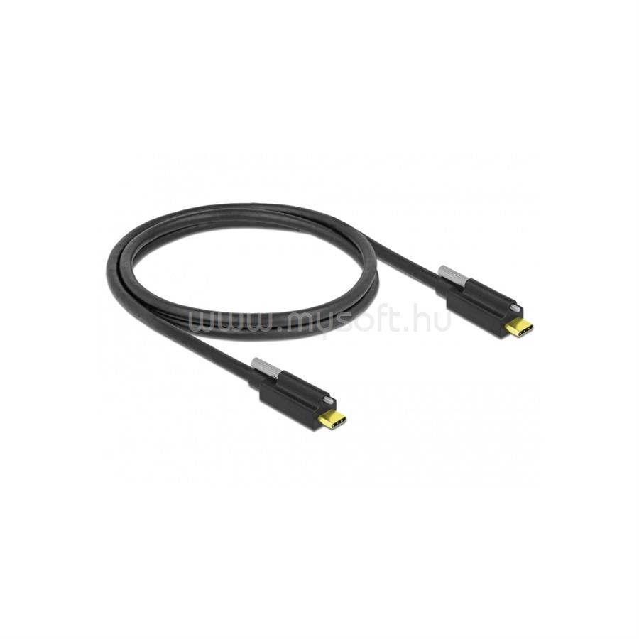 DELOCK kábel USB 3.1 Gen 2 Type-C male / male összekötő tetején csavarral 1m fekete