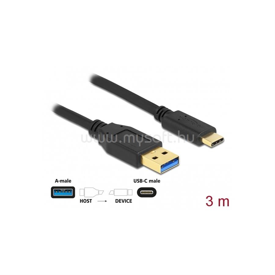DELOCK kábel USB 3.2 Gen 2 Type-A > USB Type-C 3m