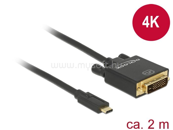 DELOCK Kábel USB Type-C csatlakozó > DVI 24+1 csatlakozó (DP váltakozó mód) 4K 30 Hz, 2 m, fekete