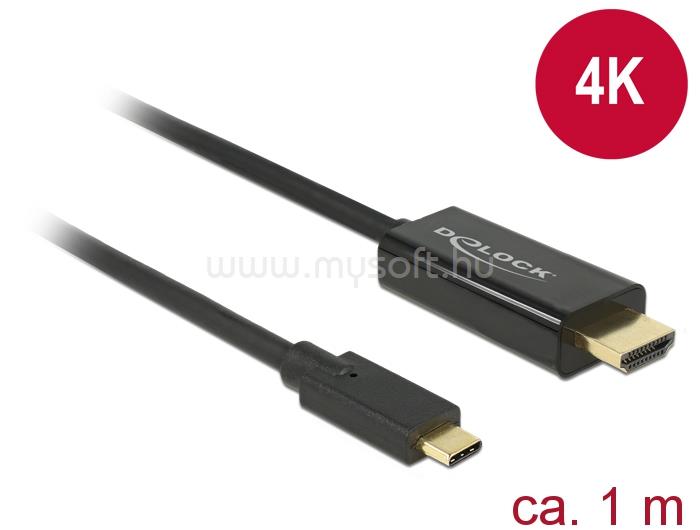 DELOCK Kábel USB Type-C csatlakozó> HDMI csatlakozó (DP váltakozó mód) 4K 30 Hz, 1 m, fekete