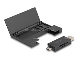 DELOCK Kártyaolvasó USB 5 Gbps USB Type-C  / A-típusú SD és Mikro SD memóriakártyákhoz praktikus memória kártyatokkal (fekete) DL91014 small
