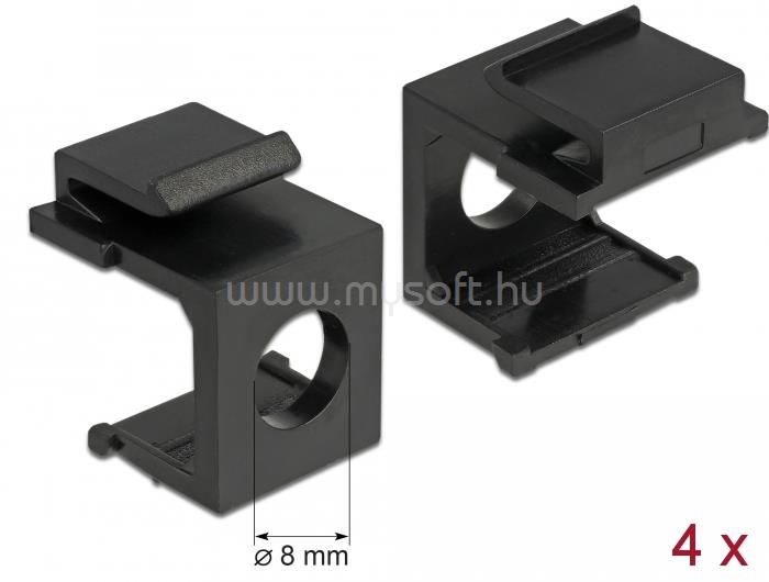 DELOCK Keystone fekete borító 8 mm-es lyukkal, 4 db.